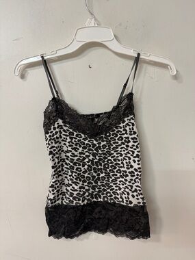 Bozzolo Black gray & White Leopard Lace Cami Tank Y2K
